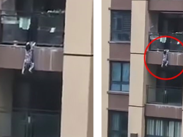 В Китае соседи поймали упавшего с шестого этажа ребенка